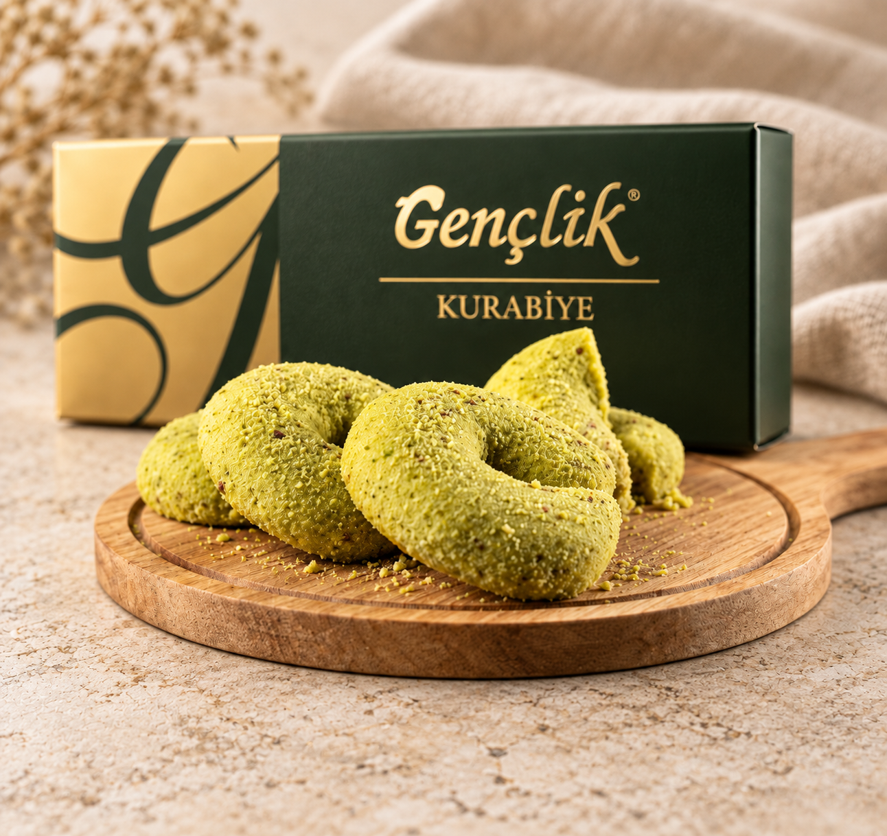 Gençlik kutusuyla tereyağlı fıstıklı kurabiye
